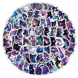 10/50/100pcs Funny Cute Starry Sky Cat PVC Stickers Aesthetic Graffiti Decals Toy DIY Stationery Laptop Fridge Phone Car Sticker (ONLINE ORDER ONLY)