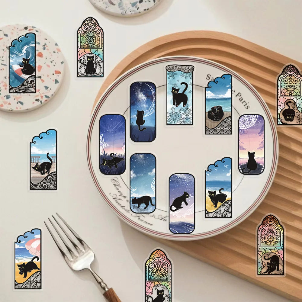 50pcs Cartoon Fantasy Cat Mysterious World Aesthetic Stickers Luggage Laptop Guitar Phone Waterproof PET Car Decals (Online Order Only)