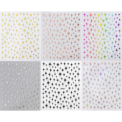 6Pcs 3D Silvery Star Nail Sticker Y2K Nail Design Gold Bronzing Slider Chrome Effect Nail Decoration Nail Design Manicure Tips * (ONLINE ORDER ONLY)