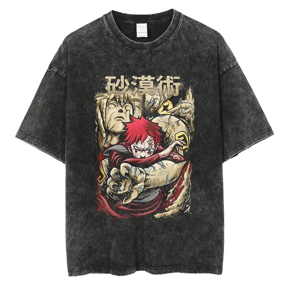 Naruto Rock Lee Streetwear T Shirt Vintage Washed Black (ONLINE ORDER ONLY)
