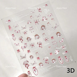Tulips Flower Letter Bowknot Butterfly Irregular Lines Pearl Tender 5D Adhesive Nail Art Stickers Manicure Decals Stick on Nail (ONLINE ORDER ONLY)