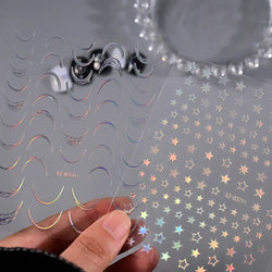 12PCS French Tassel Crescent Moon Arc Self Adhesive Nail Art Sticker 3D French Kiss Crescent Nail Stickers Lines Manicure Decals (ONLINE ORDER ONLY)