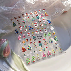 Black White Christmas Tree Snowflake Bowknot Snowman Socks Star Santa Hat Deer Rhinestone Winter Nail Art Sticker Manicure Decal (Online Order Only)