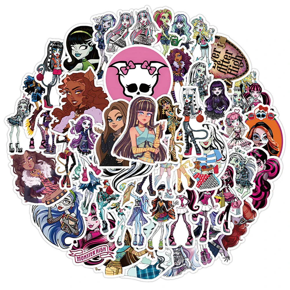 10/30/50PCS Monster High School Stickers Anime Graffiti Decals DIY Suitcase Notebook Suitcase Laptop Phone Cartoon Sticker Toys (Online Order Only)