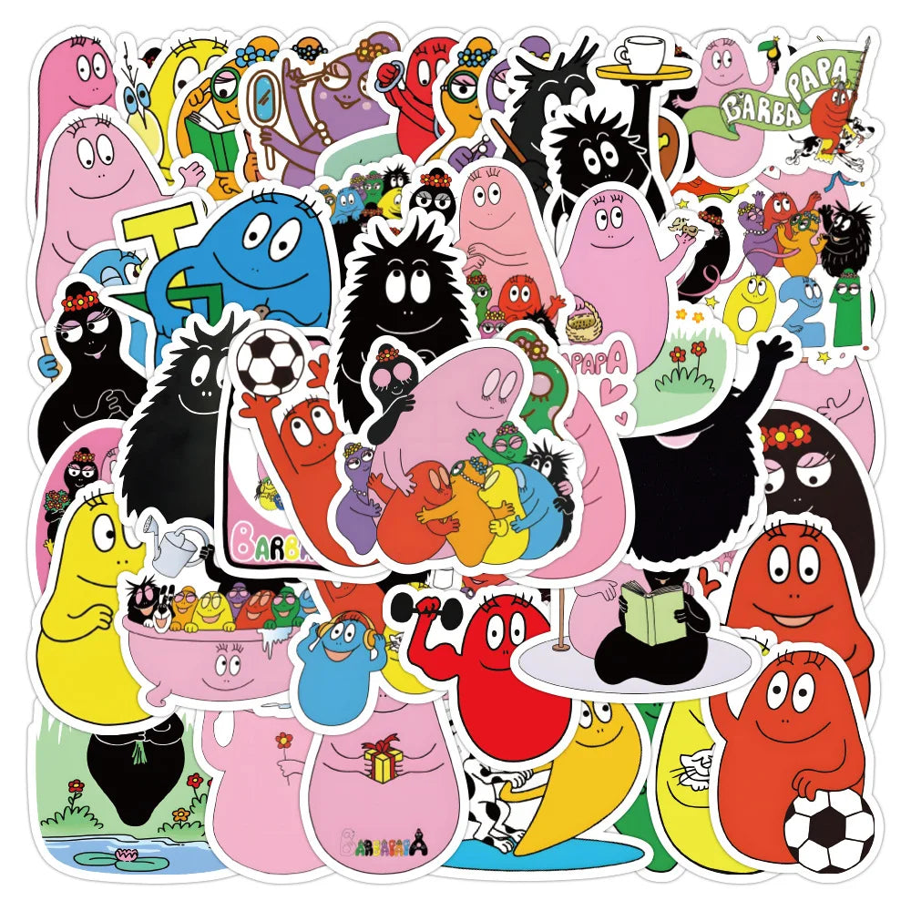 Cartoon Barbapapa Stickers PVC Waterproof Skateboard Notebook Graffiti Toy 10/30/52PCS (ONLINE ORDER ONLY)