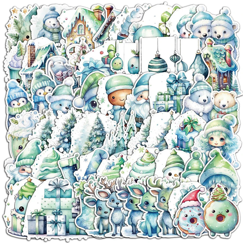 Santa Claus Christmas Stickers Set - Cute Cartoon Aesthetic for Scrapbook, Laptop, Phone, Suitcase (ONLINE ORDER ONLY)