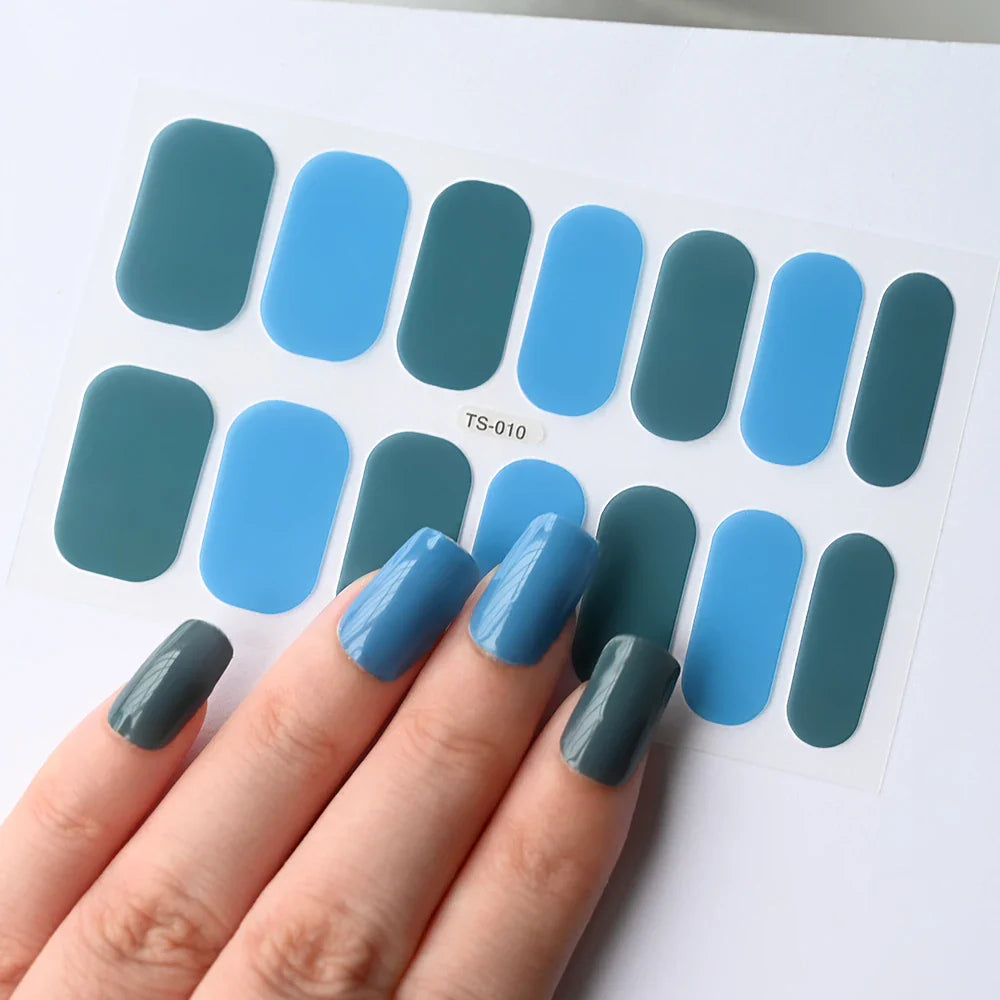 14Tips Solid Color Stickers Nail Art Supplies European & American Simple Decals Oil Film Decals Press on Nails Stickers Designer (ONLINE ORDER ONLY)