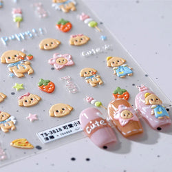 Lovely Dog Puppy Dream Heart Flower Star Pizza Food Sugar Skewers Strawberry Desserts Adhesive Nail Art Stickers Manicure Decals (Online Order Only)