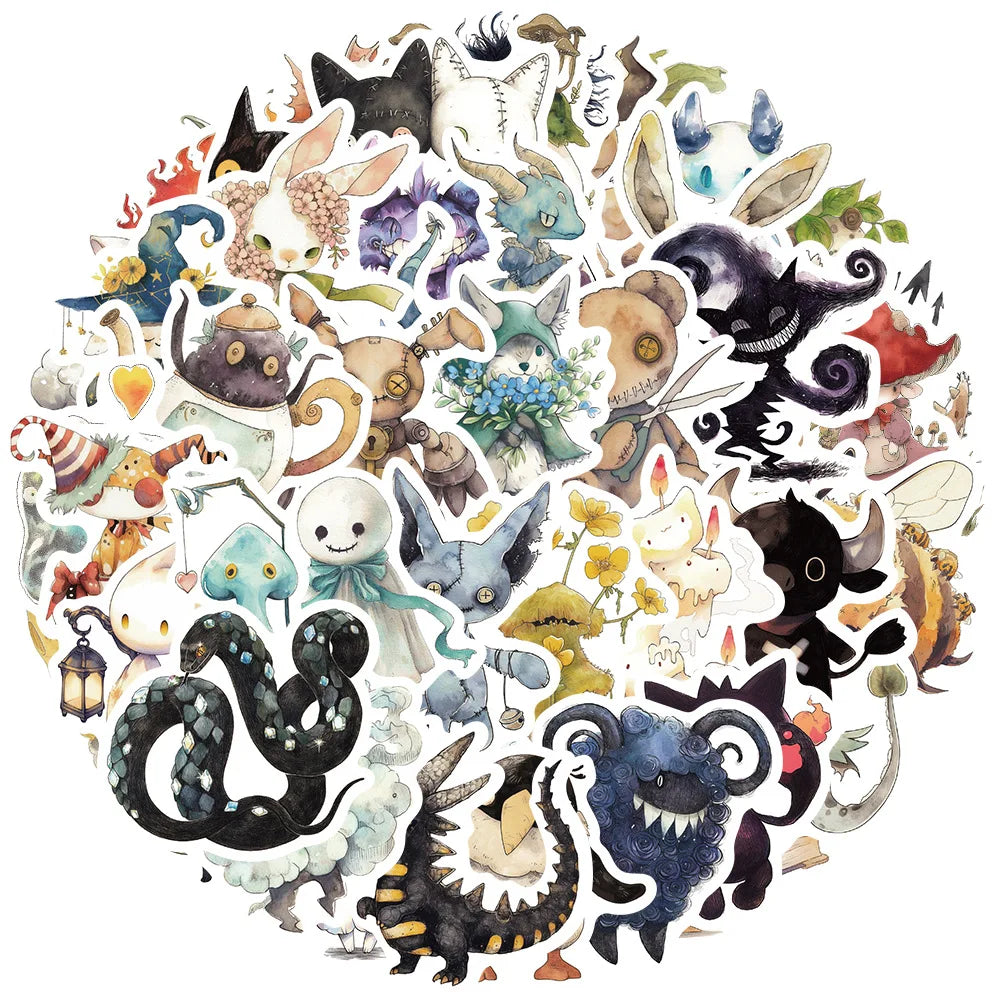 Absurd Fairy Tale Monster Stickers - 10/30/50Pcs for Suitcase, Skateboard, Laptop, Luggage, Phone (Online Order Only)
