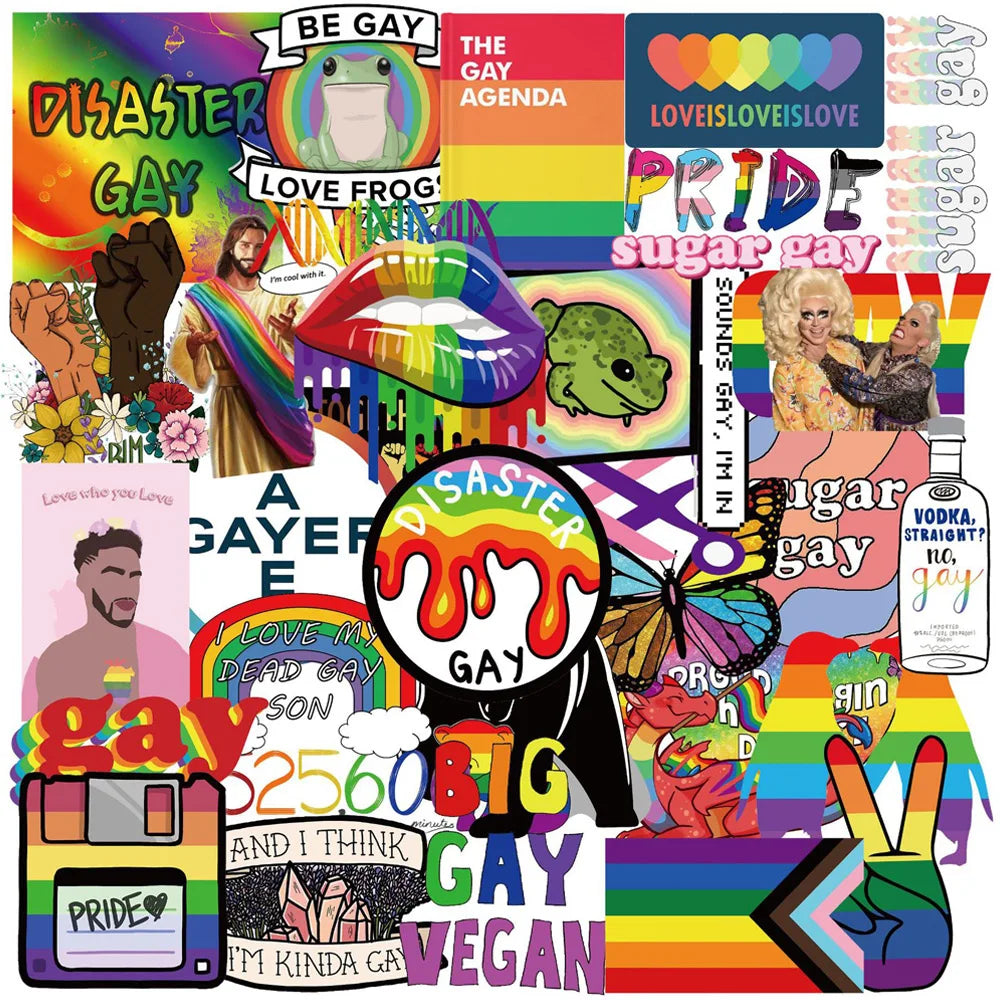 LGBT Pride Rainbow Stickers Pack - Waterproof Decals for Luggage, Laptop, Phone, Bike, Car, Guitar (Online Order Only)