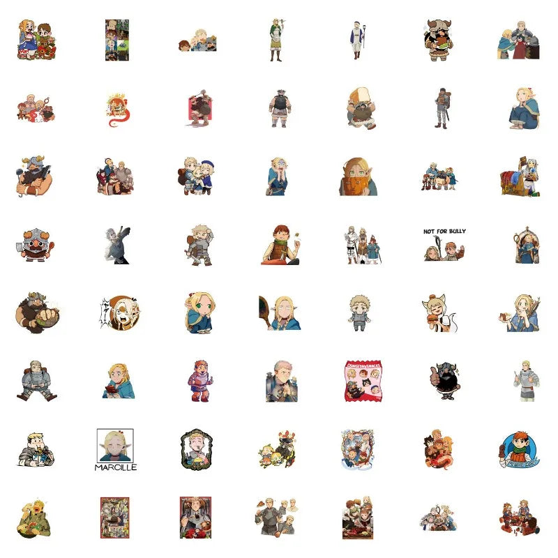 Delicious in Dungeon Anime Stickers for Suitcase, Water Cup, Phone, Laptop, Car, Scooter, Refrigerator Decoration (Online Order Only)