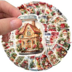 10/30/50PCS Cute Christmas Wishing Bottle Stickers Cartoon Santa Claus Decals Party Decoration Laptop Phone Luggage Fridge Gifts (Online Order Only)
