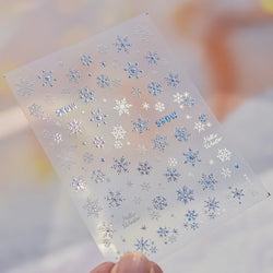 Shiny Snow Delicate Gold Pink Silver White Romantic Winter Self Adhesive Nail Art Stickers Snowflake Rhinestone Manicure Decals (ONLINE ORDER ONLY)
