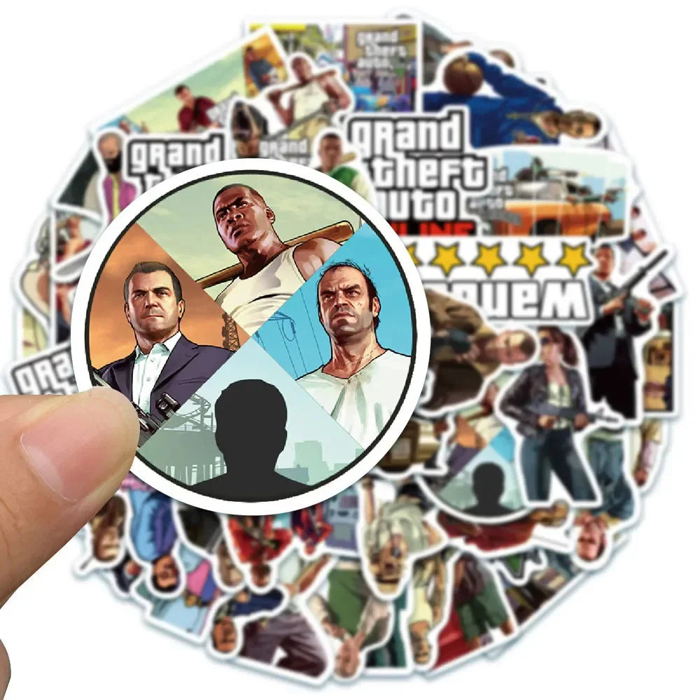 10/30/50pcs Game Grand Theft Auto Adventure Gta5 Sticker for Laptop Car Motorcycle Skateboard Graffiti Decal Sticker Kids Toys (ONLINE ORDER ONLY)
