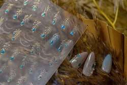 Charming Blue Sparrow Feather Rhinestone Wings Peacock Sparrow Dreamy Jelly Stars Self Adhesive Nail Art Stickers Manicure Decal (ONLINE ORDER ONLY)