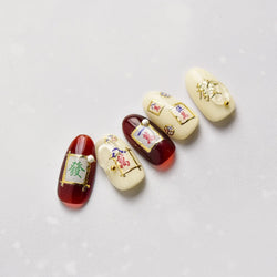 Hot Stamping Pearl Mahjong Get Rich Winning Card Bowknot Self Adhesive Nail Art Stickers Character Photo Frame Manicure Decals (Online Order Only)