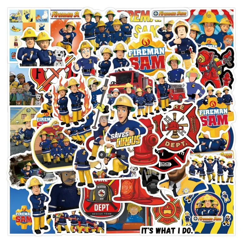 Fireman Sam Cartoon Sticker Pack - 55pcs for Suitcase, Water Cup, Phone, Laptop, Car, Scooter, Fridge (Online Order Only)