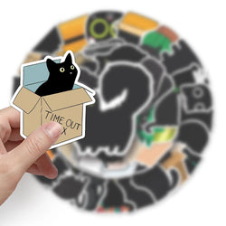 10/30/50PCS Cartoon Black Cat Stickers Cute Decals Phone Notebook Fridge Phone Laptop Luggage Suitcase Decoration Kids DIY Toy (ONLINE ORDER ONLY)