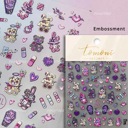 Rabbit Bunny Moon Flower Lantern Peach Blossom Star Bowknot Self Adhesive Nail Art Stickers Rhinestone Delicate Manicure Decals (ONLINE ORDER ONLY)