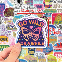 10/30/50/100pcs Cute Cartoon Motivational Phrase Stickers Inspirational Quote Decals Laptop Suitcase Phone Decoration Sticker (ONLINE ORDER ONLY)