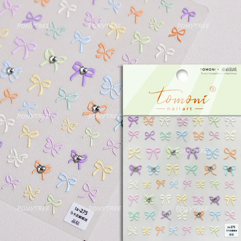 White Pearl Various Bowknot Line Tassel Tender Ribbon Arc Charming Self Adhesive Nail Art Decorations Stickers Manicure Decals (ONLINE ORDER ONLY)