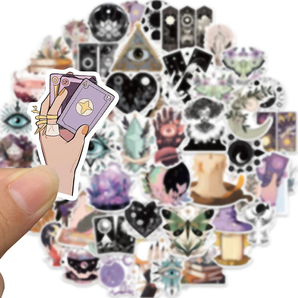 10/30/50PCS Gothic Magic Witch Stickers Aesthetic Graffiti DIY Phone Laptop Scrapbook Suitcase Bike PVC Watrproof Decals Kid Toy (ONLINE ORDER ONLY)