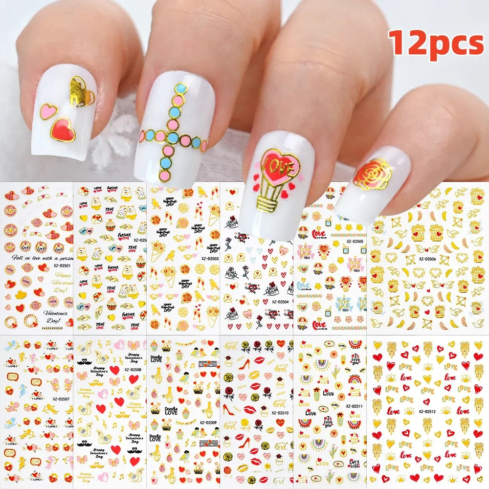 12PCS French Tassel Crescent Moon Arc Self Adhesive Nail Art Sticker 3D French Kiss Crescent Nail Stickers Lines Manicure Decals (ONLINE ORDER ONLY)