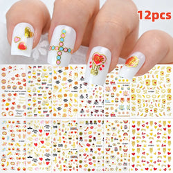 12PCS French Tassel Crescent Moon Arc Self Adhesive Nail Art Sticker 3D French Kiss Crescent Nail Stickers Lines Manicure Decals (ONLINE ORDER ONLY)