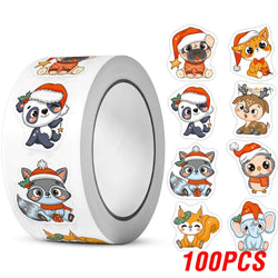 100-500pcs Heterotypic Christmas Themed Animals Stickers DlY Christmas Holiday Party Decoration Label Stationery Stickers (ONLINE ORDER ONLY)