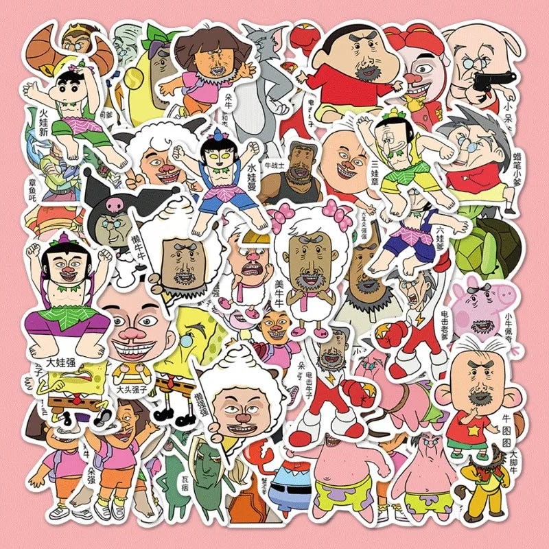 50pcs Anime Cartoon Graffiti Stickers for Helmet, Desktop, Wall Decoration (Online Order Only)