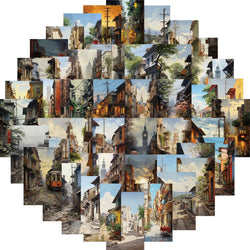 50pcs Retro Acrylic City Streets Stickers For Guitar DIY Toy For Bicycle Skateboard Laptop Luggage Decor Sticker Decals (ONLINE ORDER ONLY)