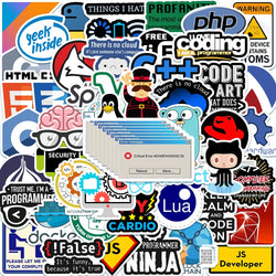 50PCS Geek Java Code Stickers for Laptop, Motorcycle, Luggage, Fridge - Waterproof DIY Decals (Online Order Only)