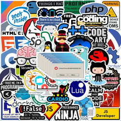 50PCS Geek Java Code Stickers for Laptop, Motorcycle, Luggage, Fridge - Waterproof DIY Decals (Online Order Only)