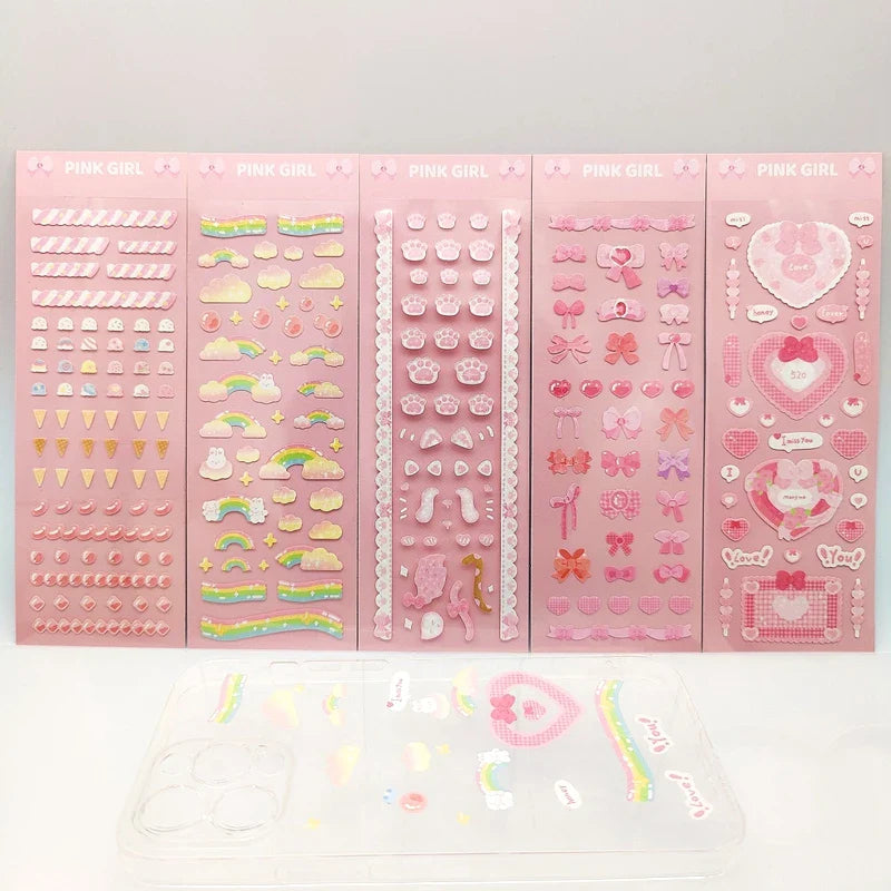 Korean Ins Girls Bow Lace Series Sticker Hand Account Idol Card DIY Album Decoration Scrapbooking Stickers Kawaii Stationery (ONLINE ORDER ONLY)