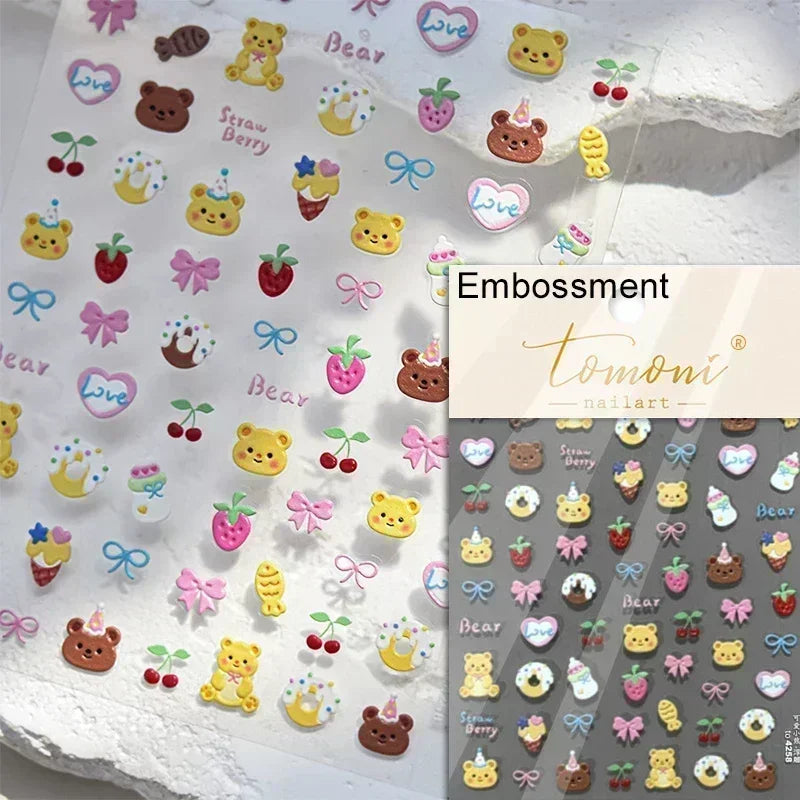 Lovely Dog Puppy Dream Heart Flower Star Pizza Food Sugar Skewers Strawberry Desserts Adhesive Nail Art Stickers Manicure Decals (Online Order Only)