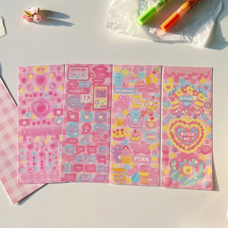 4pcs/set Sweet Cool Bear Call Series Scrapbooking Sticker Korean ins Hand Account Idol Card DIY Deco Material Sticker Stationery (ONLINE ORDER ONLY)