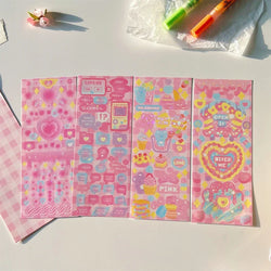 4pcs/set Sweet Cool Bear Call Series Scrapbooking Sticker Korean ins Hand Account Idol Card DIY Deco Material Sticker Stationery (ONLINE ORDER ONLY)