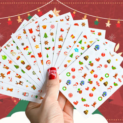 Christmas Greenery Nail Stickers Xmas Holly Animal Penguin Candy Winter Sliders Decor 2024 Holiday Decals Manicure Tips Foils *& (ONLINE ORDER ONLY)
