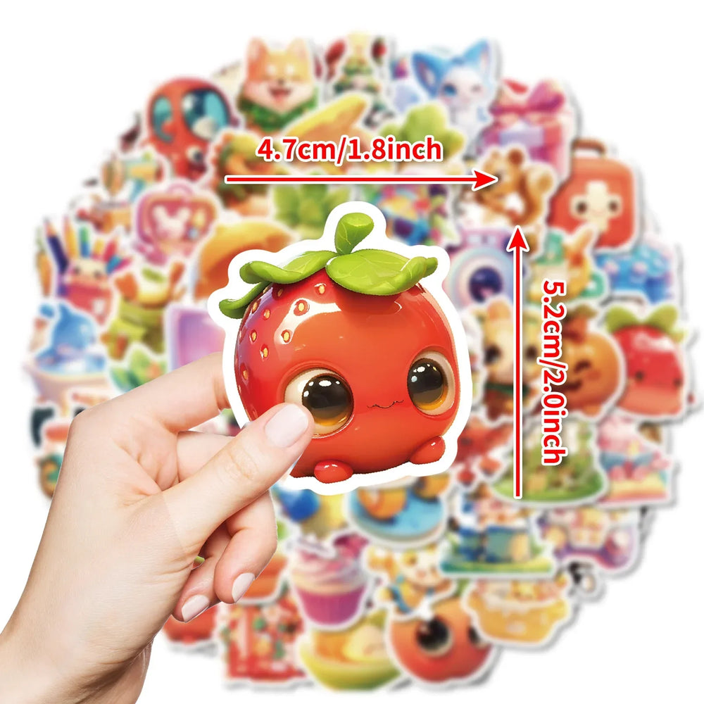 50pcs 3D Round Graffiti Stickers for Helmet, Wall, Desktop Decoration (Online Order Only)