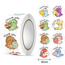 50-300pcs 1 Inch Thank You Stickers Cartoon Dinosaur Labels for Packaging Baking Labels Gifts Seal Decor Children's Stickers (Online Order Only)