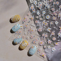 Colourful Daisy Cosmos Hot Stamping Petal Delicate and Pretty Plant Self Adhesive Nail Art Decoration Stickers Manicure Decals (ONLINE ORDER ONLY)