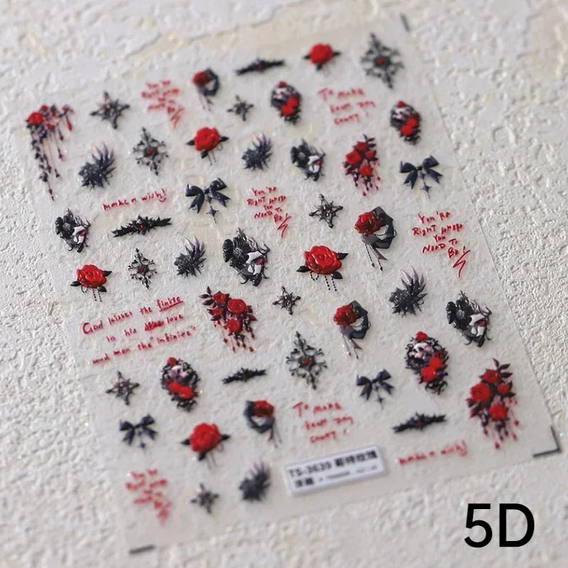 Cat Eye Shiny Blue Purple Spider Cross Love Heart Star Snake Web Jelly Thrilling Nail Art Stickers Manicure Decals Halloween (ONLINE ORDER ONLY)
