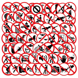 10/62pcs Cute Funny Warning Label Stickers Danger Banning Sign Decals DIY Car Scooter Motorcycle Suitcase Sticker Classic Toy (Online Order Only)