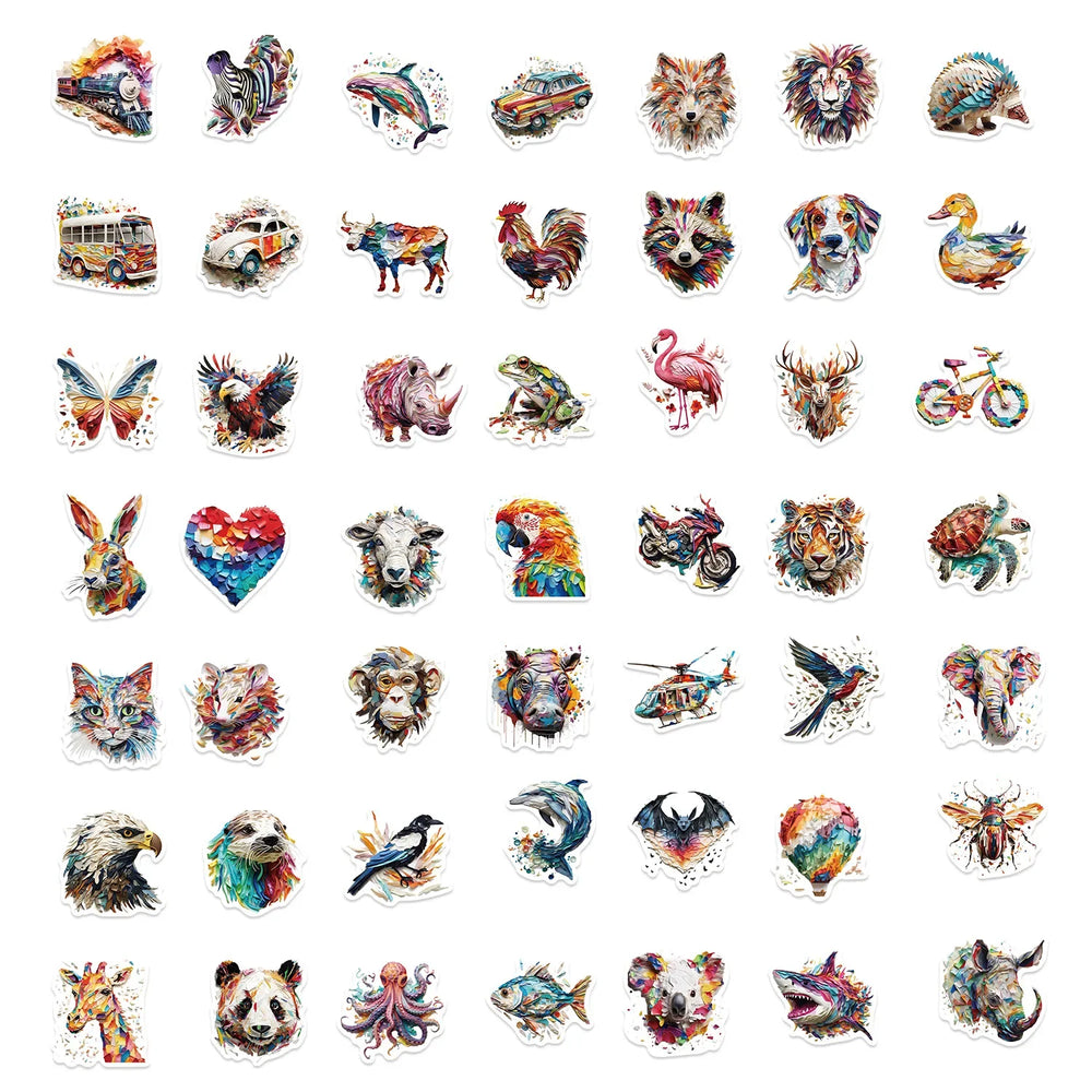 10/30/50Pcs Colorful psychedelic animals Graffiti Stickers For Suitcase Skateboard Laptop Luggage Fridge Phone Car Styling (ONLINE ORDER ONLY)