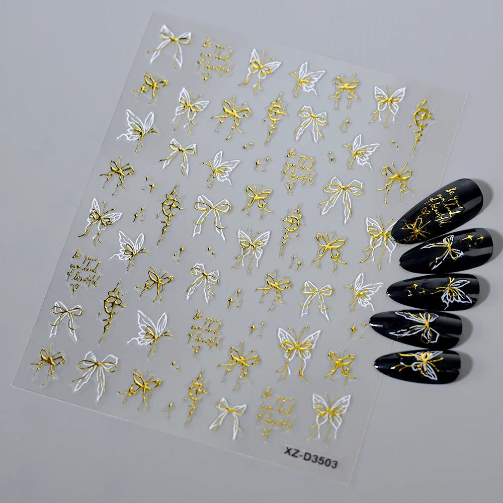1pc Dark Red Butterfly Nail Art Stickers Retro Luxury Self Adhesive  Slider Holographic Glitter DIY 3D Nail Art Decal Decoration (ONLINE ORDER ONLY)