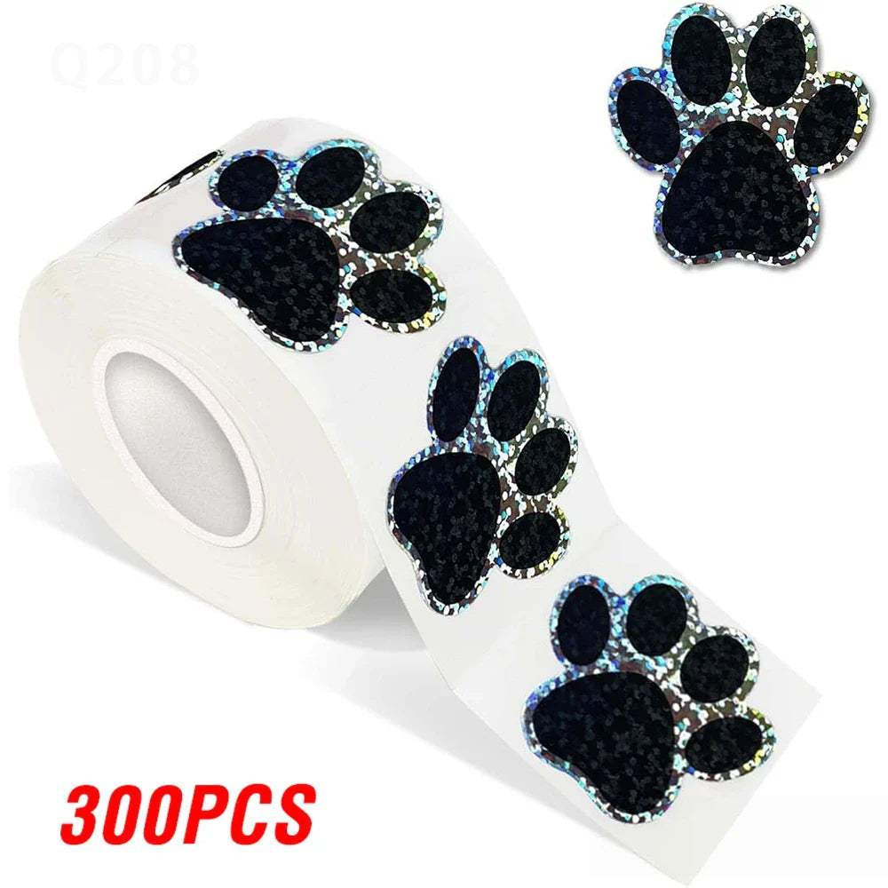 100-500pcs Black laser Sticker Paw Print Reward Stickers Dog Cat Bear Paw Labels for Teacher Student Stationery Sticker (ONLINE ORDER ONLY)
