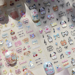 Lovely Animals Cat Dog Bear Party Puppy Kitten Cake Bowknot Flower Love Heart Lace Gird Adhesive Nail Art Sticker Manicure Decal (ONLINE ORDER ONLY)