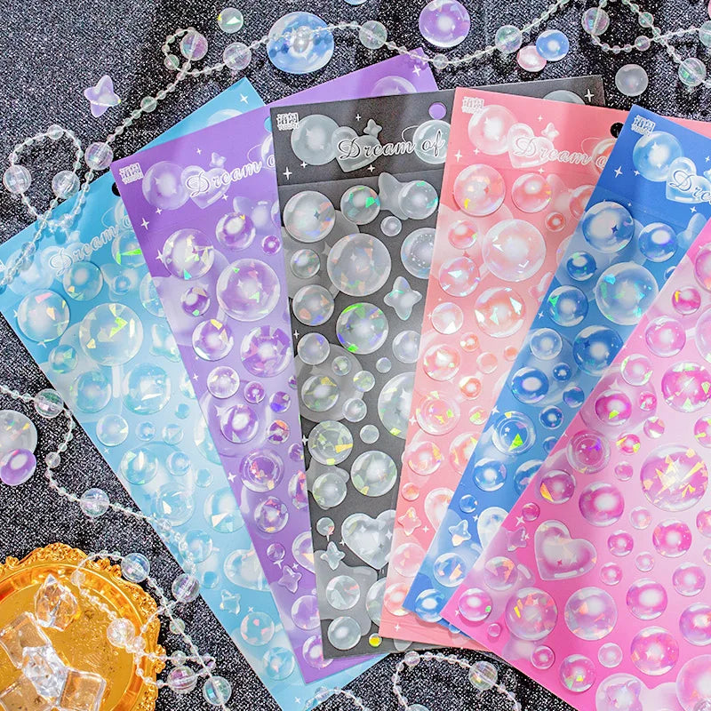 1PCS Kawaii Laser Bubbles Decorative Stickers Diary Idol Photocards DIY Craft Stickers Scrapbooking Stickers Confetti Sticker (Online Order Only)