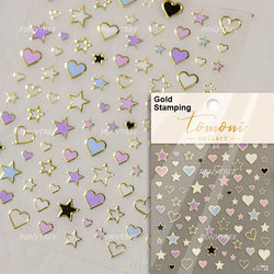 Punk Star Shiny Laser Five-pointed Star White Black Pink Hollow Out Delicate Sparkle Adhesive Nail Art Stickers Manicure Decals (ONLINE ORDER ONLY)