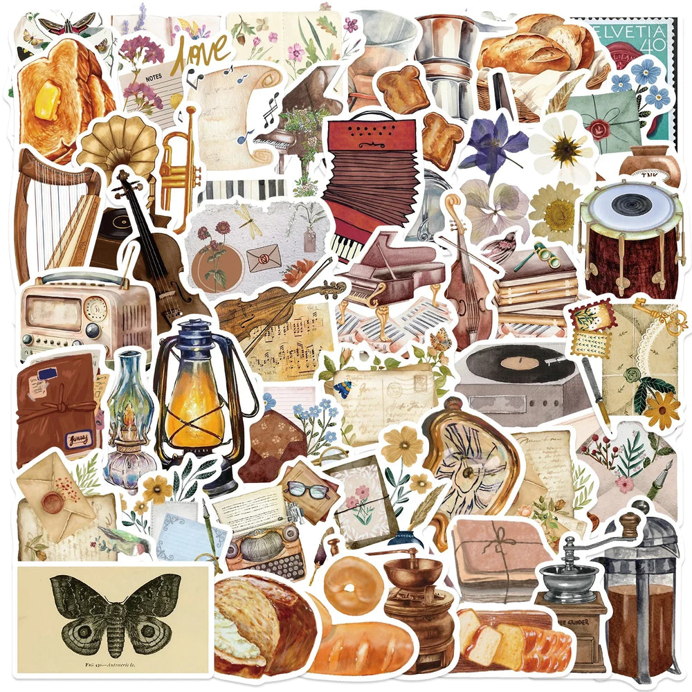 50pcs Time Secret Love Retro Notebook Stickers Laptop Phone Case Guitar Skateboard Scrapbook Fridge Cartoon Decal for Toy (Online Order Only)